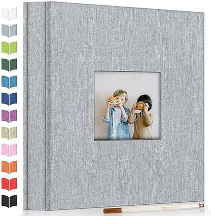 Artfeel Photo Album Self Adhesive Scrapbook Album for 3x5 4x6 5x7 8x10 Pictures,120 Pages Linen Cover with Display Window DIY Photo Book,Ideal Gifts for Family Travel Wedding Baby by Artfeel