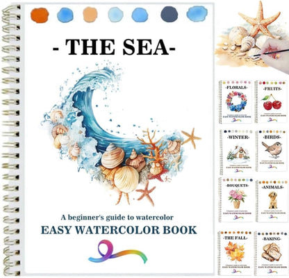Watercolor Workbooks Coloring Book Beginner Friendly Painting Kit Easy Nature Scenes Paint Set Art Crafts for Creative Exploration Gift for Adults (Seaside, Without Palette) by Unknown