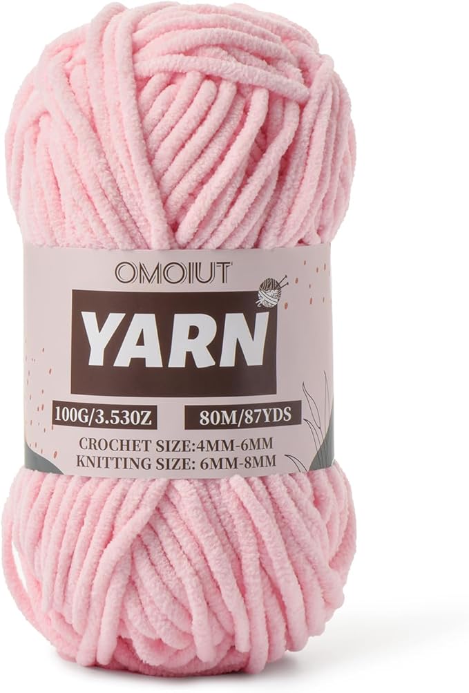 Pink Fluffy Chenille Yarn for Crocheting - Baby Yarn for Crocheting Soft Blanket - (100g/87.4yds) Crochet Amigurumi Chunky Yarns - Velvet Worsted Weight Yarns 5