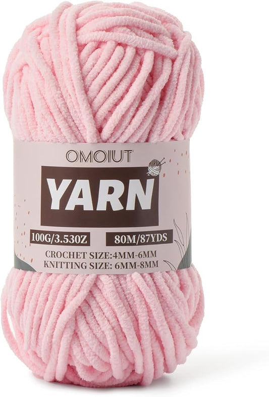 Pink Fluffy Chenille Yarn for Crocheting - Baby Yarn for Crocheting Soft Blanket - (100g/87.4yds) Crochet Amigurumi Chunky Yarns - Velvet Worsted Weight Yarns 5