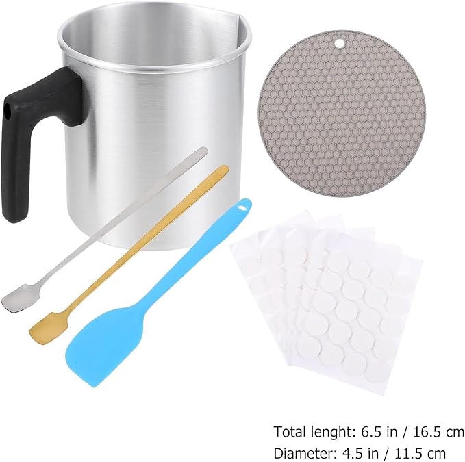 SHERCHPRY Stainless Steel Candle Making Pouring Pot for DIY Crafts Wax Melting Tool for Soybean Wax Candle Crafts Kit for Beginners and Professionals Random Color