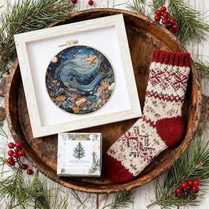 SCECALA 4 Sets Ocean Underwater Embroidery Kit, Blue Coastal Wave Themed - Image 7