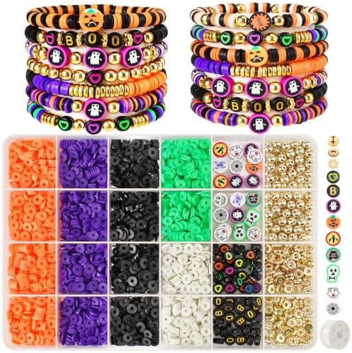 Gionlion 3500 Pcs Halloween Beads for Bracelets, Clay Beads Bracelet Making Kit Halloween Decorations Charms Jewelry Making, DIY Crafts for Gifts Party Favors by Gionlion