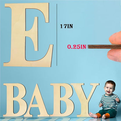 17 Inch Large Wooden Letters, Paintable Large Wood Letter for Crafts, Unfinished Blank Wood Alphabet Letter for Birthday, Parties, Wedding, Christmas Home Decoration(Letter E)