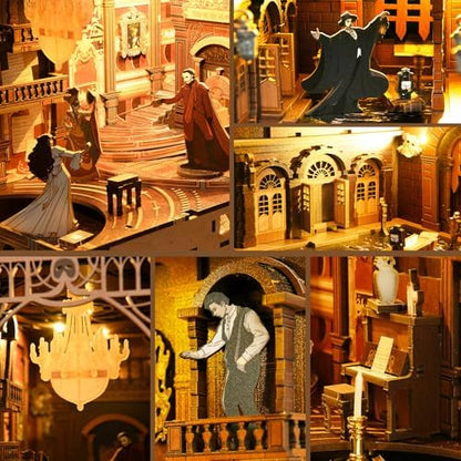 MiniCity Phantom of the Opera DIY Book Nook Kit, Bookshelf Insert with LED - Image 4