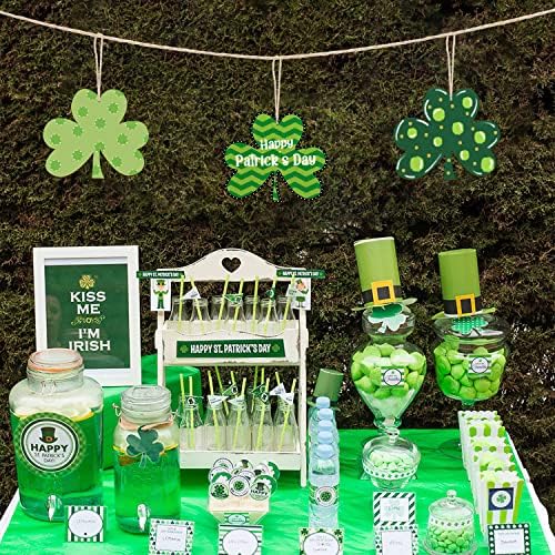 Large Size 7" Wooden Shamrock St. Patrick's Day Ornaments to Paint,Shamrocks Wooden DIY Blank Unfinished Round Wood Discs Ornament for Crafts Hanging Decorations(10PCS) - Image 3