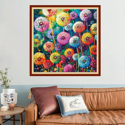 Joyhoor Stamped Cross Stitch Kits for Beginners, Needlepoint Kits for Adults, 11CT Counted Embroidery Kits-Colorful Dandelion 18x18 inchs - Image 2