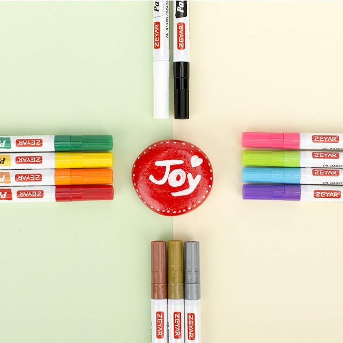 ZEYAR Oil-Based Paint Markers, Expert of Rock Painting, Extra Fine Point, 18 Colors, AP Certified. Works on Rock, Wood, Glass, Metal, Ceramic and more