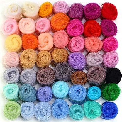 MOMODA BAODLON 50 Colors Fibre Wool Yarn Roving for Needle Felting Hand Spinning DIY Craft Materials by MOMODA