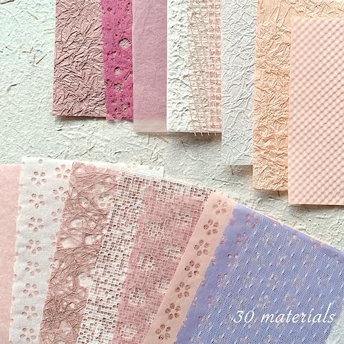 30 Pcs Handmade A5 Textured Scrapbook Paper and Mesh, Junk Journal Supplies - Image 6