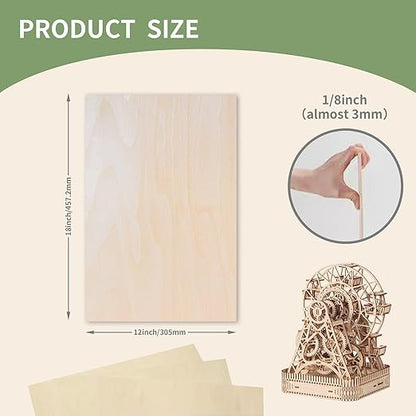36 Pack Basswood Sheets Board 1/8 Inch Unfinished Wood,3mm Plywood for Laser Cutting,Boards for Crafts for DIY Thin Plywood Sheets Unfinished Wood Boards for Laser Cutting (18inchx12inch)