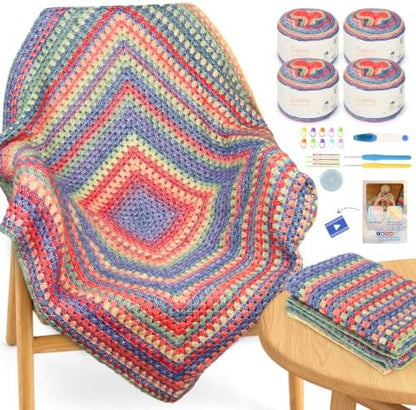 Coopay Crochet Blanket Kit for Beginners Adults w/Step-by-Step Instructions by Coopay