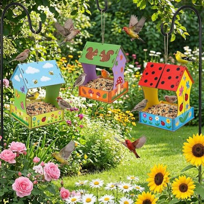 DoubleFill 36 Pack Wooden Bird Feeder Kits, DIY Bird House Kits, Build and Paint Craft for Adults, Unfinished Birdhouse Wood Craft for Educational Fun Art Outdoor Activities Gift - Image 6