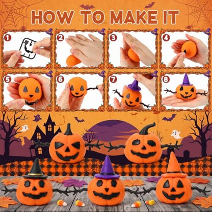 24 Sets Halloween Craft Kits DIY Pumpkin Air Dry Clay for Adult - Image 3