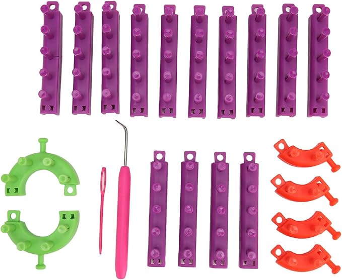 YuRui TENG Knitting Looms Kit, DIY Weaving Looms for Beginners, Portable Plastic Knitting Board with Sewing, Crochet Hook and 20 Accessories, for Making Blankets, Scarfs, Hats and More
