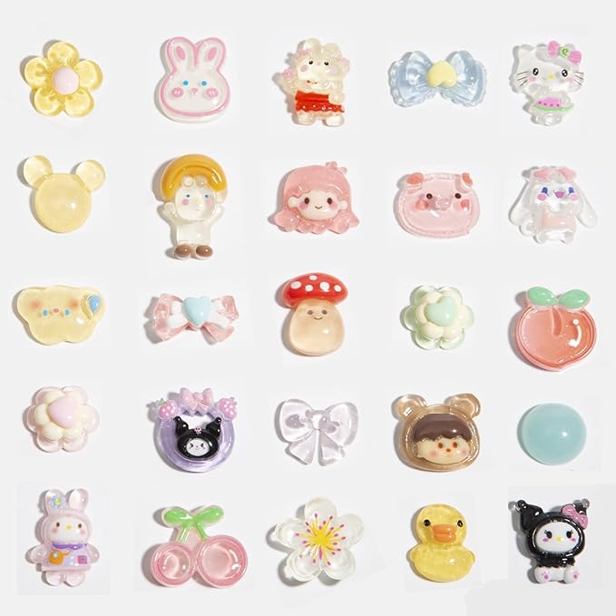 60pcs Slime Charms Cute Set for Crafts, Resin Charms Set Ornament Scrapbooking,3D Flatback Cute for Embellishments Scrapbook and Mini Decorations (Multi-Colors)