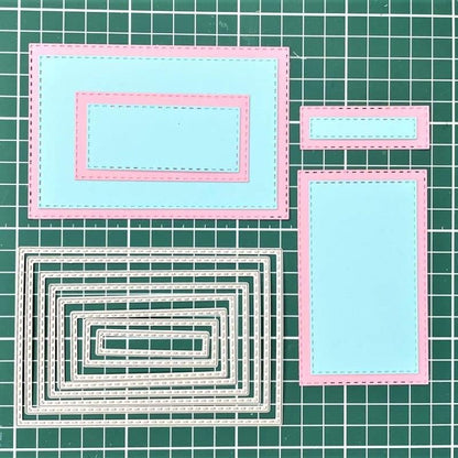 8Pcs Rectangle Cutting Dies Stencil DIY Scrapbook Album Paper Card Embossing Tool (Rectangle) - Image 2