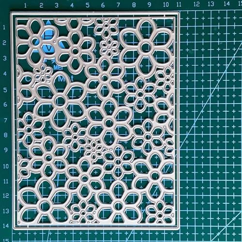 3D Frame Cutting Dies Background Dies Cut Grid Flowers Metal Stencils for Card Making Album Arts DIY Craft Embossing Template Scrapbooking Album Decor (Covered with Flowers-14x10.9cm) - Image 3