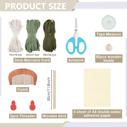 ORIGACH DIY Macrame Monstera Wall Hanging Kit for Beginner Adults, Easy Macrame Leaves Wall Hanging kit with Instruction Boho Macrame Tapestry for Living Room Bedroom Decor, Beige Green and Dark Green