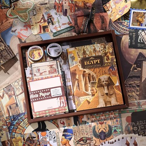 Scrapbooking Supplies Kit, Egyptian Vintage Aesthetic Scrapbook Kit for Bullet Junk Journal, Ancient Egypt DIY Journaling Supplies with Hieroglyph, Pharaoh, Pyramid, Unique Gift for Teens & Women - Image 5