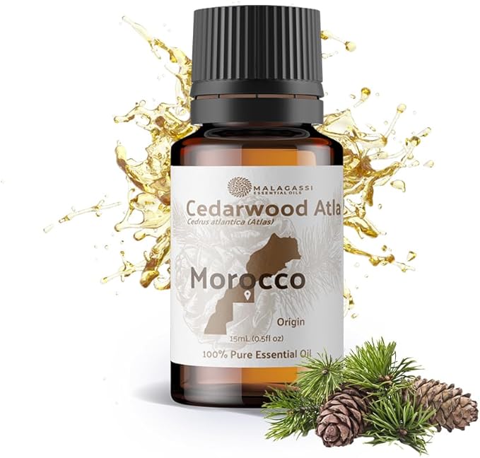Nature Packaged Pure Cedarwood (Atlas) Essential Oil (15ml) - Direct from Malagassi Essential Oils Farm in Morocco - Essential Oils for Diffusers and Aromatherapy | Pure Therapeutic Grade