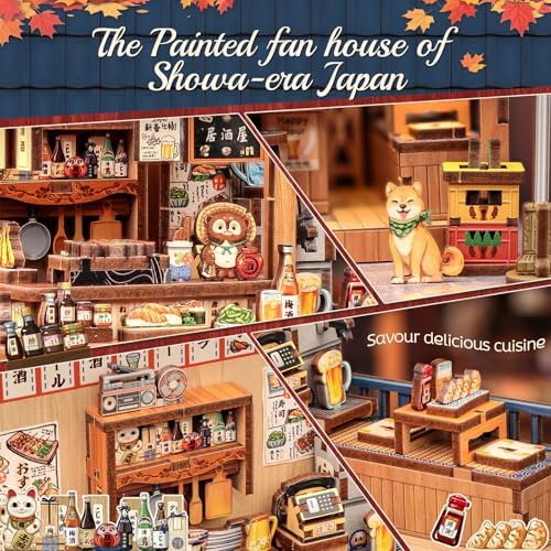 Cutefun Book Nook Kit - DIY Miniature House Kit for Adults, Teens and Beginners, Japanese Izakaya Booknook Tiny House Bookshelf Decor 3D Wooden Puzzles, Gifts for Friends and Family (Izakaya Shop) - Image 5