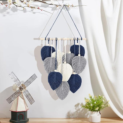 FREEBLOSS Macrame Leaf Wall Hanging Kit Boho Wall Hanging Macrame Tapestry DIY Macrame Wall Art for Beginners Macrame Boho Wall Decor for Room Decor Adults Gift