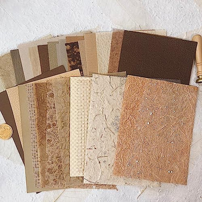 30 Pcs Handmade A5 Textured Scrapbook Paper and Mesh, Junk Journal Supplies - Image 2