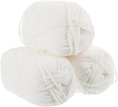 ABOOFAN 3 Rolls Cotton Crochet Yarn for Knitting and Crocheting DIY Long-Staple Breathable Cotton Woolen Yarns Soft Flexible for Scarves Hats Amigurumi Crafting