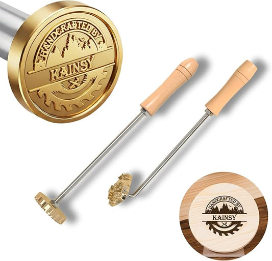 KAINSY Custom Branding Iron for Wood, Flame-Heated Wood Burning Monogram Stamp, Personalized Logo Stamps for Leather Food Plastic, DIY Woodworking, Durable Handmade Branding Tool Customized Gifts