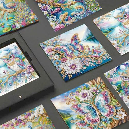 JISHSHAY 6 PCS Butterfly Diamond Painting Greeting Cards Owl Diamond Art Birthday Cards with Envelopes Peacock Gem Art Gem Painting Mosaic Kits for Adults for Thanksgiving Anniversary Valentine - Image 4