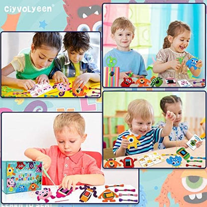 CiyvoLyeen Kids Sewing Kit Crafts – Little Monsters Felt Plush DIY Craft Adopt A Monster Educational Sewing Set for Kids Beginner Craft Kit Set of 8 - Image 2