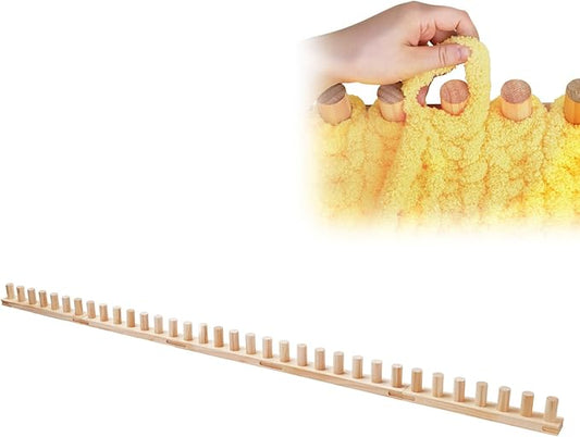 78'' Wooden Loom Frame for DIY Handcraft Art Tools, Throw Blankets Chunky Knit Blanket Kit, Adjustable Size Hand Knitting Kit for Beginner
