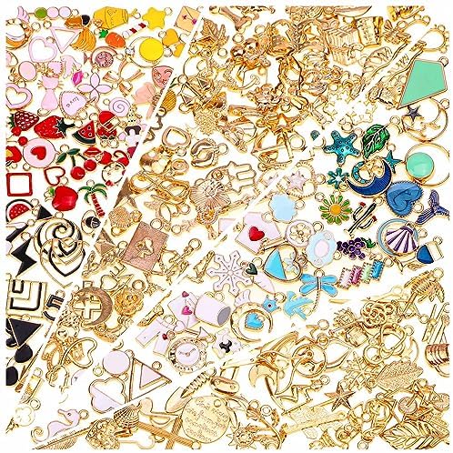 Acejoz 200Pcs Enamel Charms for Jewelry Making, Assorted Wholesale Mixed Bulk Metal Earring Bangle Charms for DIY Necklace Bracelet Jewelry Making and Crafting by ProfessionalDIYArtSupplier