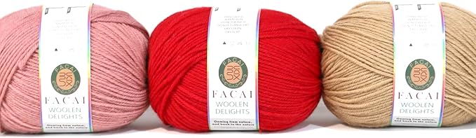 Facai Blend Merino Wool Yarn for Knitting - Worsted Weight,197yds (3.5oz) Ball, Ideal for Sweaters, Scarves, and Accessories (3, Hot red)