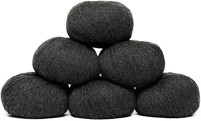 100% Baby Alpaca Yarn Wool Set of 6 Skeins (300 Grams) DK Weight - Made in Peru - Heavenly Soft and Perfect for Knitting and Crocheting (Gray, DK - 6 Skeins)