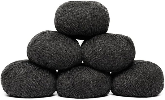 100% Baby Alpaca Yarn Wool Set of 6 Skeins (300 Grams) DK Weight - Made in Peru - Heavenly Soft and Perfect for Knitting and Crocheting (Gray, DK - 6 Skeins)