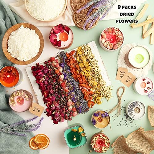 CraftBud Natural Soy Candle Making Kit for Adults, DIY Candle Making Kit for Kids with Dried Flowers for Candle Making, 50 Piece Make Your Own Candle Kit – 2 Lbs. Soy Wax Candle Making Kit - Image 4