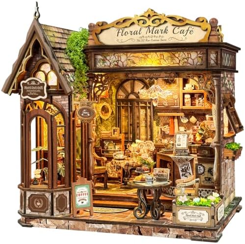 Book Nook Kit DIY Miniature House 3D Wooden Puzzle - Floral Mark Cafe by Homedecorexpert