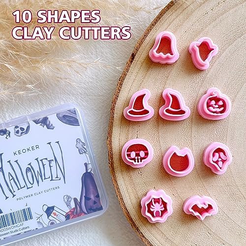 KEOKER Halloween Polymer Clay Cutters - 10 Shapes for Jewelry, Earrings, Pumpkin - Studs Included - Image 3