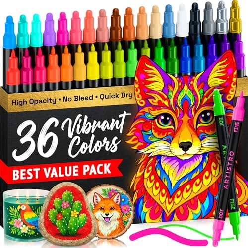 ARTISTRO Dual-Tip Acrylic Paint Marker Pens - Set of 36 by ARTISTRO