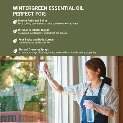 Nature Packaged Wintergreen Essential Oil - Direct from Bio-Young Aromas China - Steam Distilled - Aceite de Gaulteria for Aromatherapy, Massage, Diffuser, DIY Candle and Soap Making - 22lbs