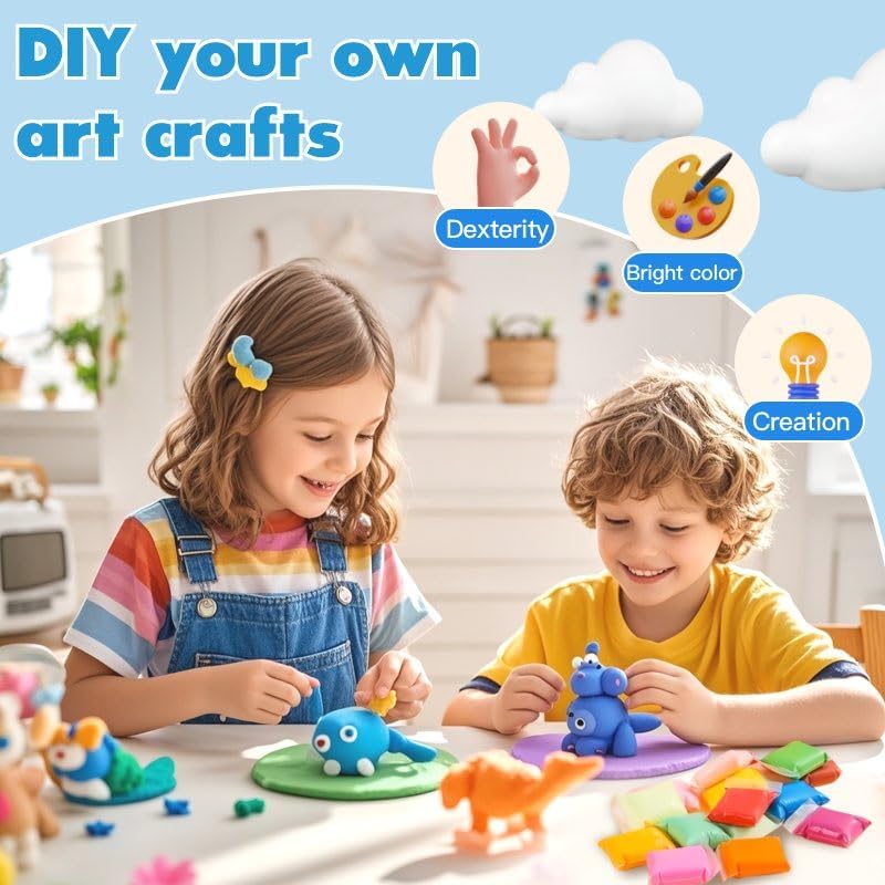 36 Colors Foam Air Dry Clay with Tools, Ultra Light Magic Modeling & Molding Clay Gift Set for Kids Adults, DIY Creative Art Crafts for Home, School - Image 6