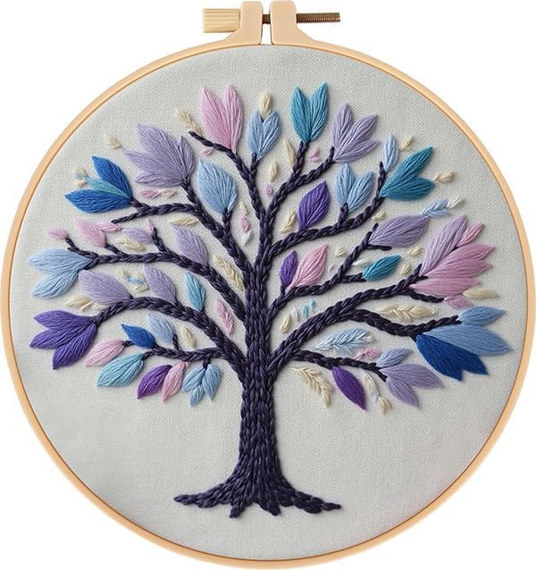Haootadiy Beginner Embroidery Kit for Adults, Easy Cross Stitch Kit for Beginners and Adults, Full Embroidery Hoop Kit with Needles and Thread Included (Pattern 13) by Haootadiy