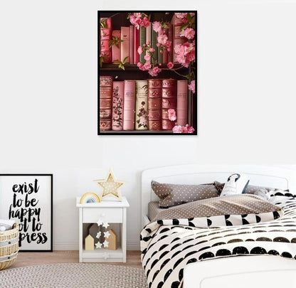 Canrichshop Books Paint by Numbers Kit for Adults,Bookshelf DIY Acrylic Painting Kit for Beginners Unframed,Flowers Easy Adult Paint by Number Kits on Canvas for Decor 16x20inch - Image 5