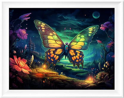 Leczany Cross Stitch Stamped Kit for Adults - Fantasy Butterfly | DIY Embroidery Starter Patterns Craft Kit Needlepoint for Beginner | 11CT, 3 Strands | 17.7x12.6 inches