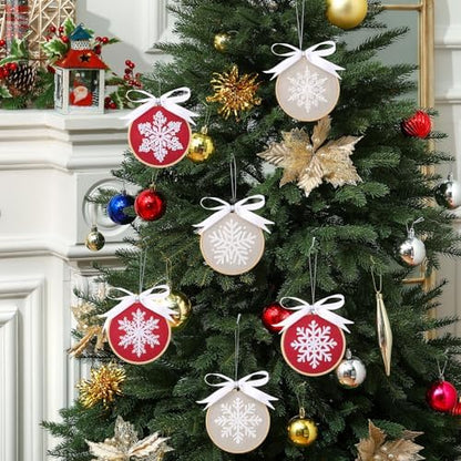 Roowest 6 Sets Christmas Embroidery Kits Snowflake Ornament DIY,Red, White - Image 6