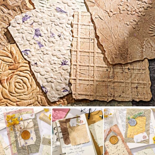 168 Pcs Textured Scrapbook Paper Supplies Vintage Embossed Rice Paper by Prudiut