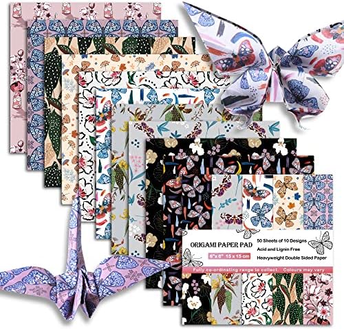 Origami Paper 6x6" Double Sided 50 Sheets 10 Colors Origami Kit,Craft Paper by Mifuner