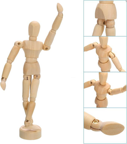 PATIKIL 5.5" Wooden Mannequin Figure, Artist Drawing Manikin Model Flexible Movable Jointed Sketching Lay Figure for Painting Drawing Decoration